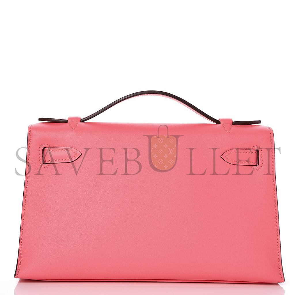 H**mes swift kelly pochette clutch rose azalee (22*14*7cm)